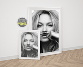 Kate Moss Wall Art Print – Glam Stache Fashion Statement Design - Print